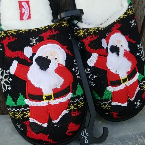 Santa Christmas Knit Mens Slippers - Picture 8 of 9